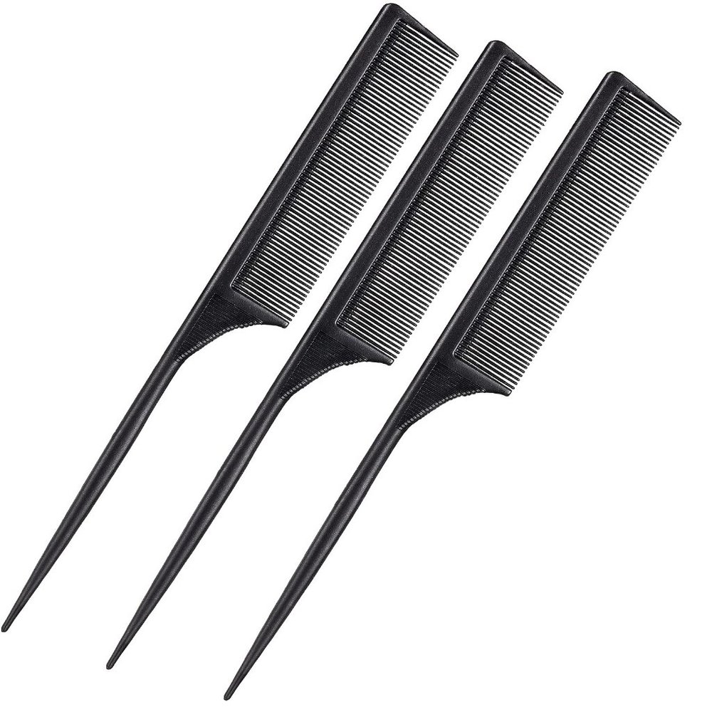 Leinuosen 3 Pack Tail Comb Carbon Fiber Rat Tail Comb Set